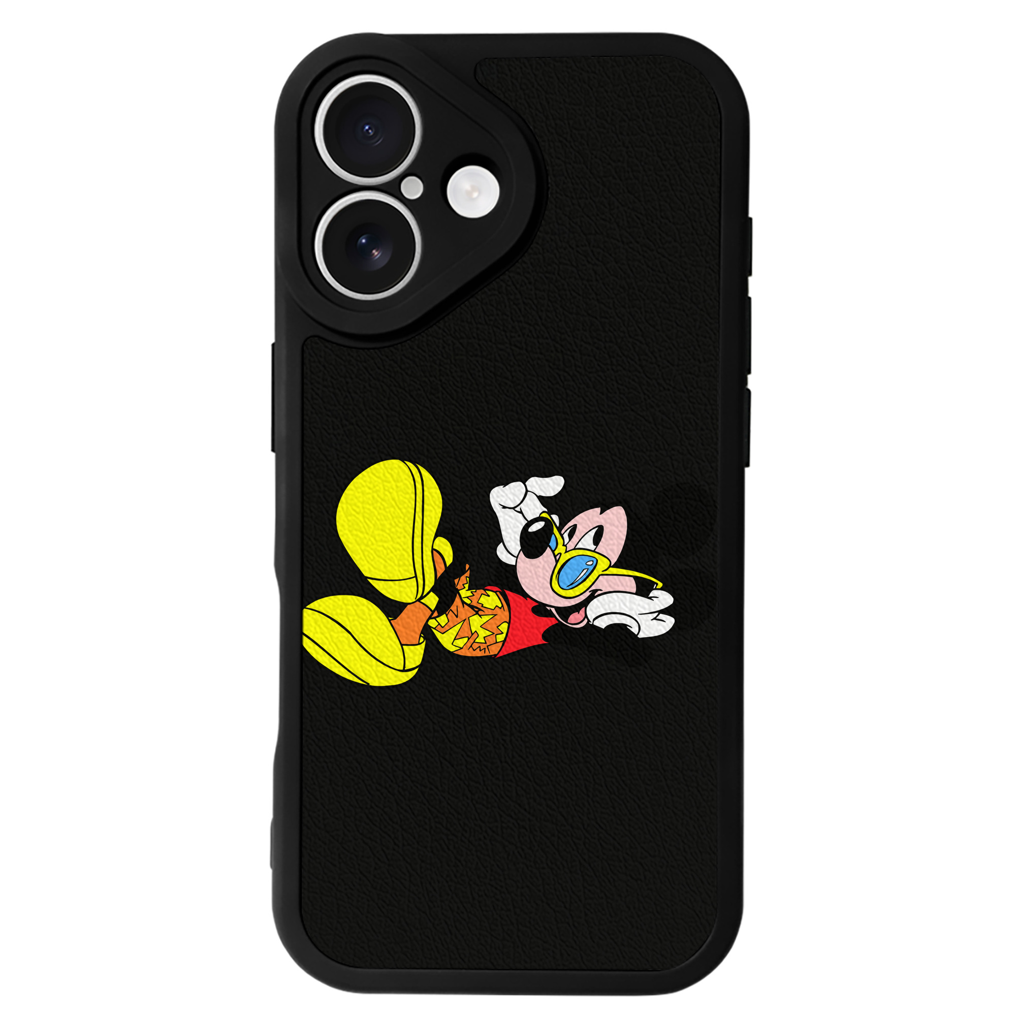 （画像用） ミッキーマウス Mickey Mouse 【iPhone 16シリーズ対応】シリコンスマホケース（レザー調） 材質：シリコン